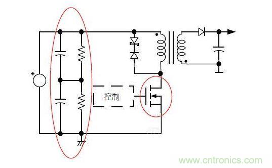 反激轉(zhuǎn)換器中的串聯(lián)大電容電路及單顆1，000VMOSFET