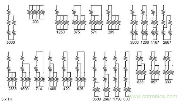 5個電阻我想出了23種組合。還有其它組合嗎？