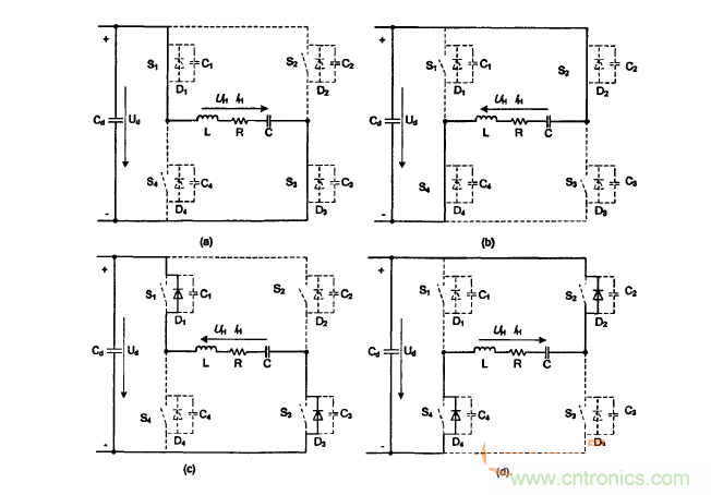 屏蔽逆變器的全橋觸發脈沖法的開關模式