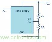 如何使用電源設計中的分壓器調節輸出電壓？