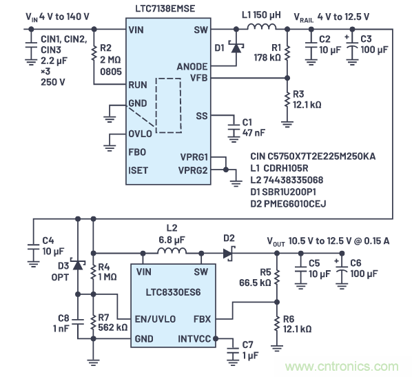 在源電壓5 V至140 V的電氣系統(tǒng)中，如何維持偏置電壓呢？